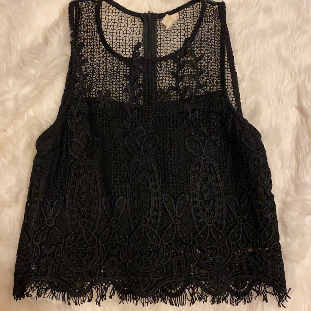 LA Hearts black crochet lace tank top